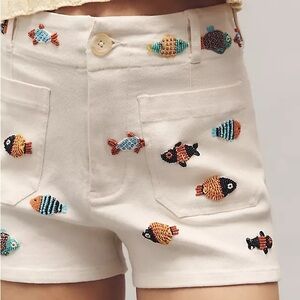 Anthropologie NWT Maeve The Colette Beaded Fish Icon Short